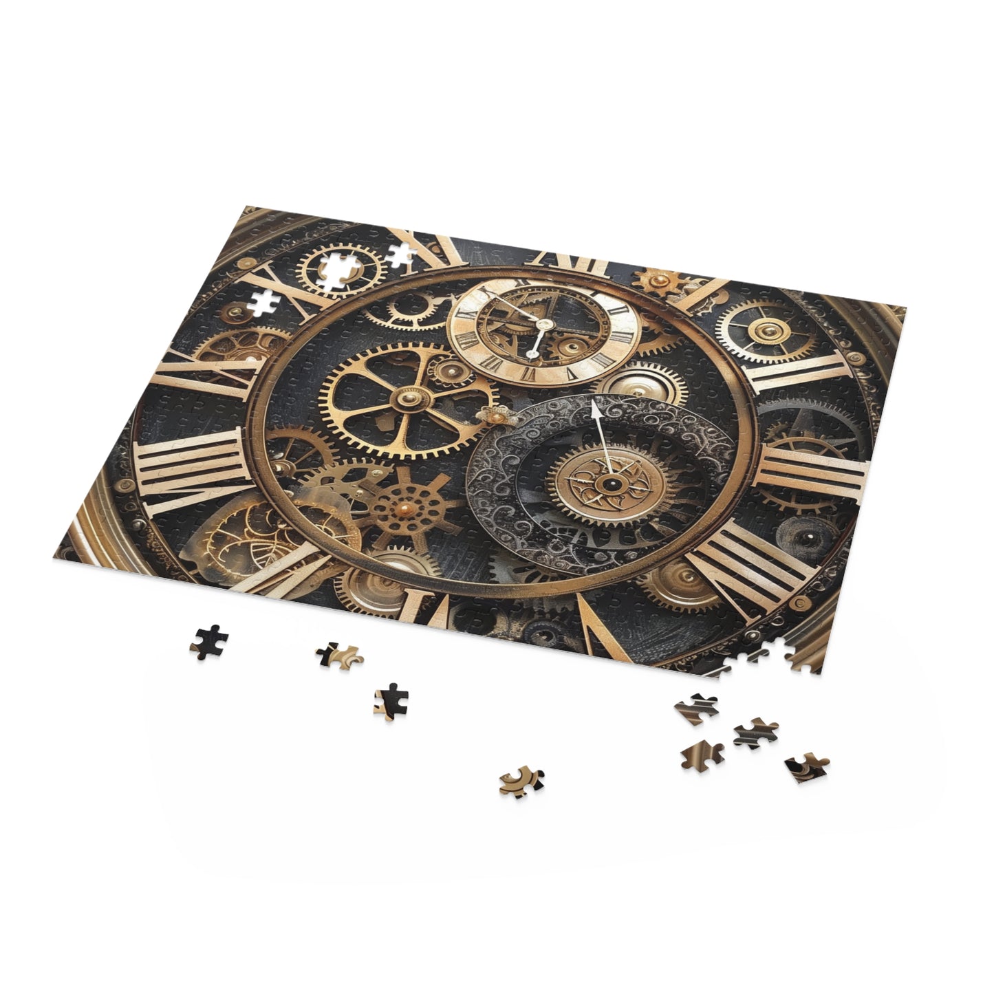 Steampunk Gear Clock Puzzle - Explore intricate gears in captivating jigsaw puzzle