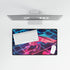 Origami Dragon over a Neon Grid — XL & XXL Desk Mat — Product Detail View 8