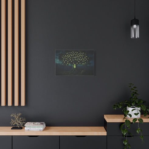 Tree with Leaves as Glowing Runes — Canvas Wall Art — Product Detail View 5