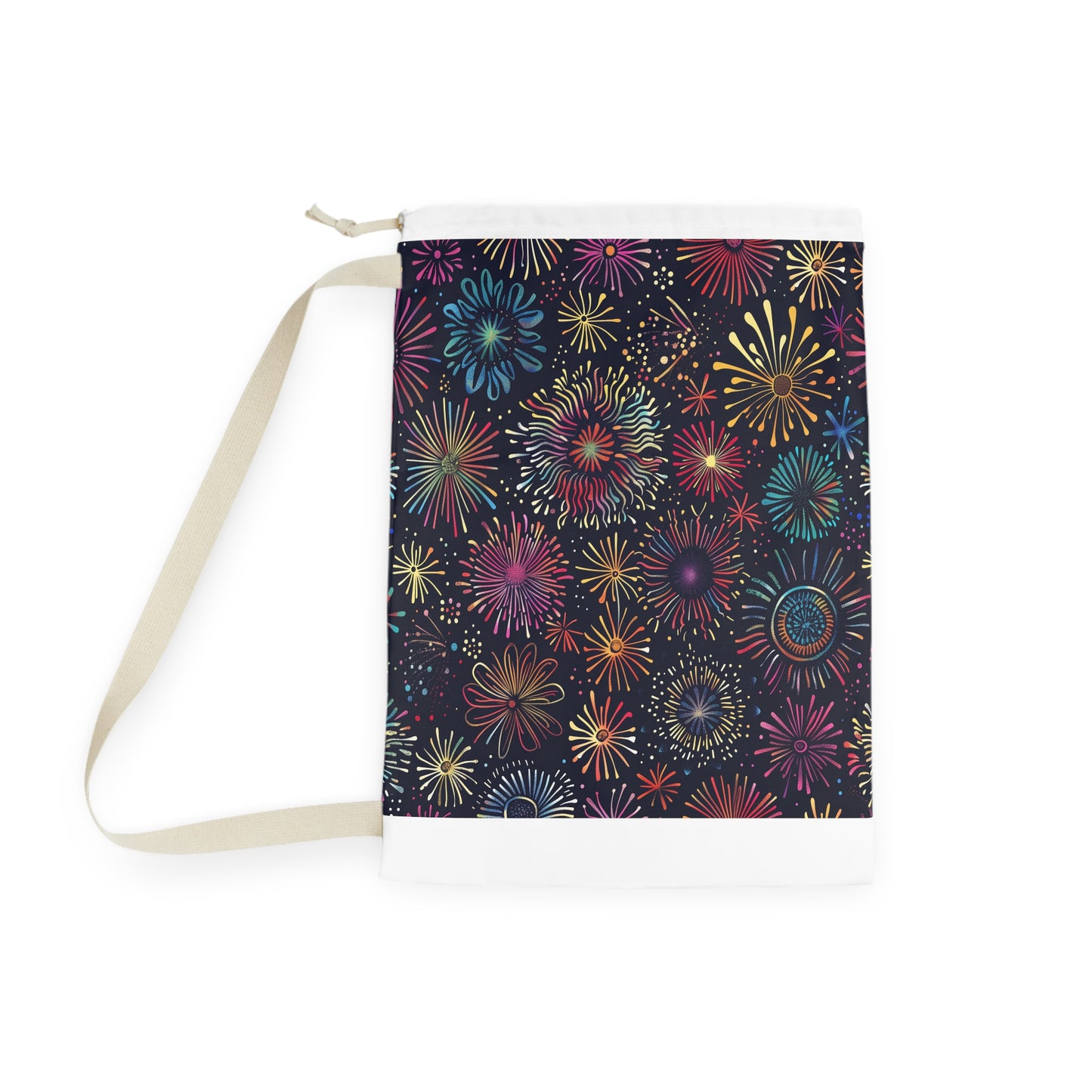 "Stylish Festive Fireworks Laundry Bag for Vibrant Laundry Days"