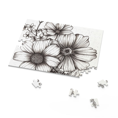 Hand-drawn floral garden jigsaw puzzle, perfect for a relaxing night in or as a thoughtful gift.