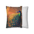 Ghost Peacock in Pixel Forest (Edition II) — 40×40 Cushion Cover — Soft Brushed Fabric Texture Close-Up