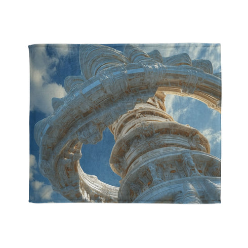 Sky Temple Rotating in Zero Gravity Plush Fleece Throw Blanket
