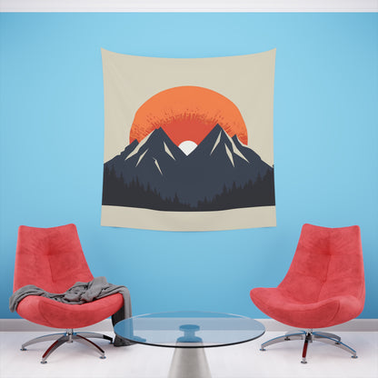 Golden Peaks: A Minimalist Tapestry | Wall Tapestry | All Over Print, AOP, Decor, Halloween, Home & Living, Home Decor, Indoor, Spring Essentials, Sublimation, Tapestry | Prints with Passion