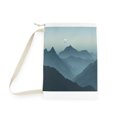 "Serene mountain landscape laundry bag for stylish organization and storage"