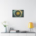 Spiral Planet Orbiting Fractal Sun — Canvas Wall Art — Kiln-Dried Pine Frame & Ready-to-Hang Back View