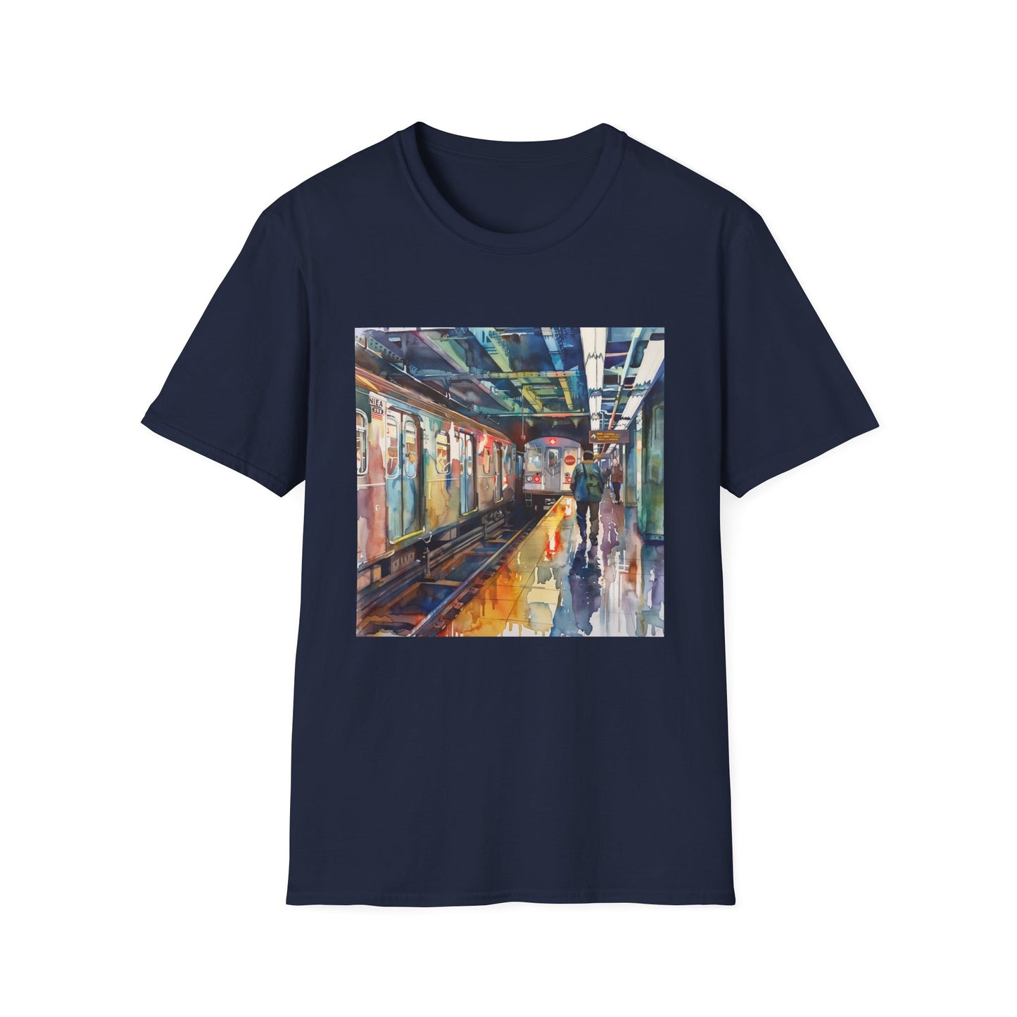 Urban Odyssey in Watercolor: The New York Subway T-shirt