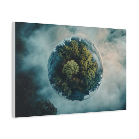 Dream Forest Growing Inside Planet — Canvas Wall Art — Side Profile & Stretched Corner Detail