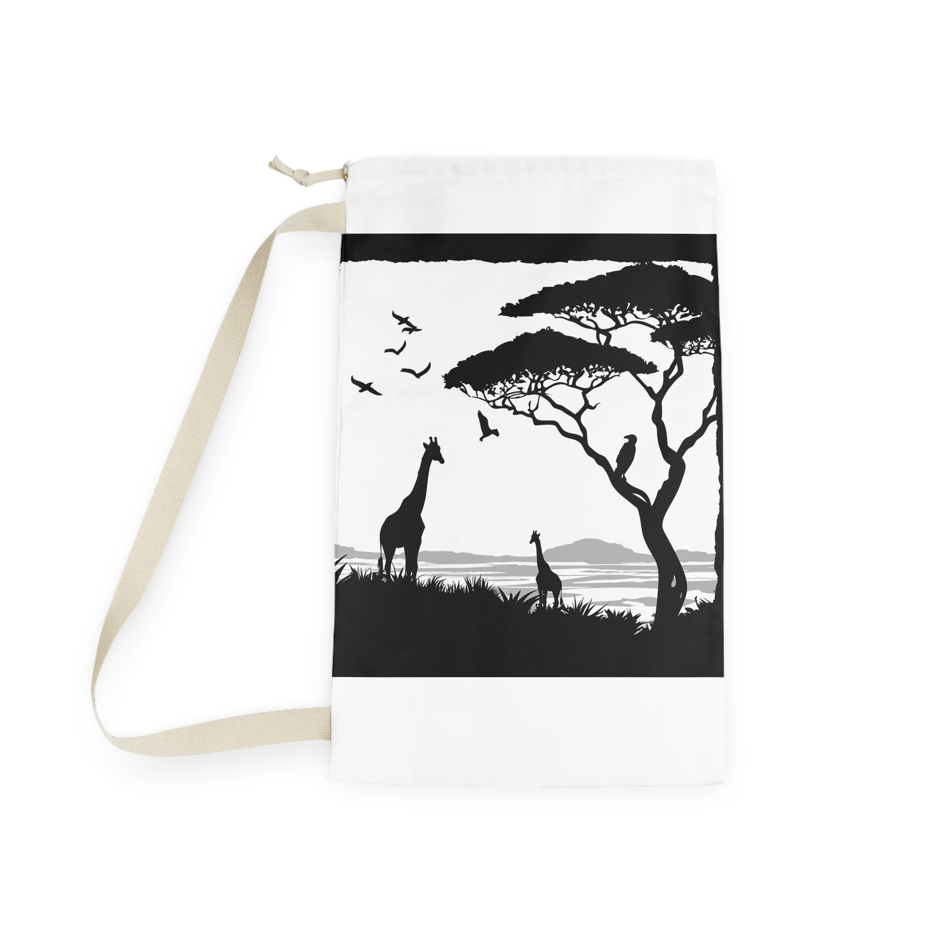 Eco-Friendly Wildlife Silhouette Laundry Bag - Stylish laundry transport inspired by nature