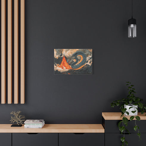 Mirror Dragon Curled Around Volcano — Canvas Wall Art — Product Detail View 5