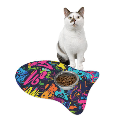 Neon Graffiti Pet Feeding Mat