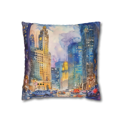 Chicago Skyline Watercolor Dreams Pillowcase | Pillow Cases | All Over Print, AOP, Bed, Bedding, Home & Living, Indoor, Pillow Case, Pillow Covers, Pillows & Covers, Sublimation | Prints with Passion