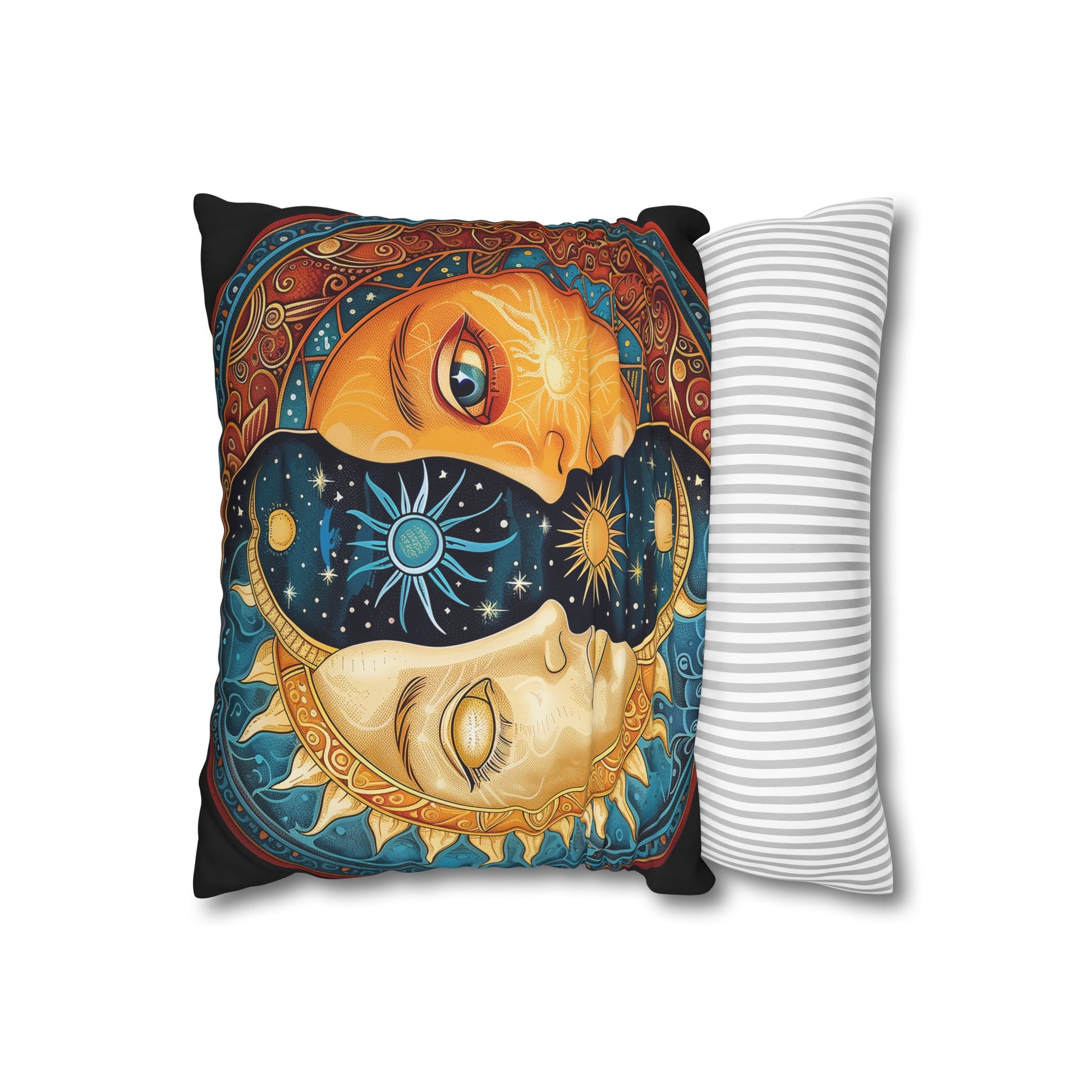 "Sun Moon Dreams Pillowcase - Celestial mandala design, high-quality material, perfect for all seasons. Makes a great gift. Shop now!"