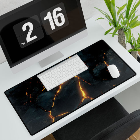 Cracked Earth with Glowing Veins — XL & XXL Desk Mat — 3mm Non-Slip Natural Rubber Base Detail