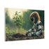 A Robot Child Planting a Real Tree Stretched Canvas Wall Art