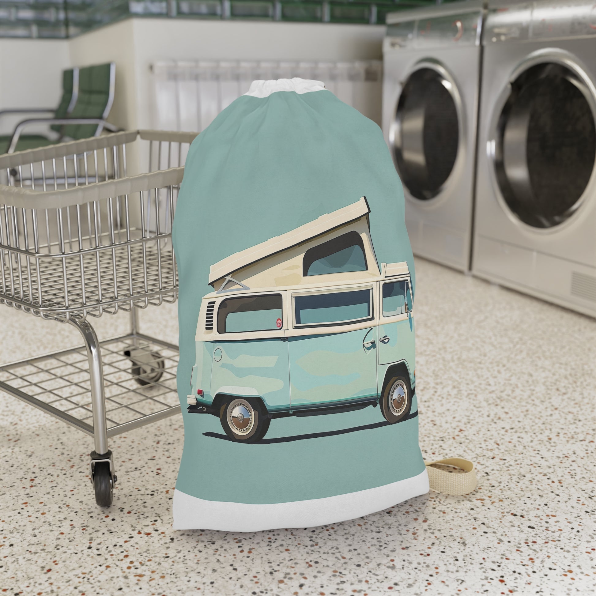 Vintage Retro Camper Van Laundry Bag - Stylish laundry organizer with a retro touch for your laundry room