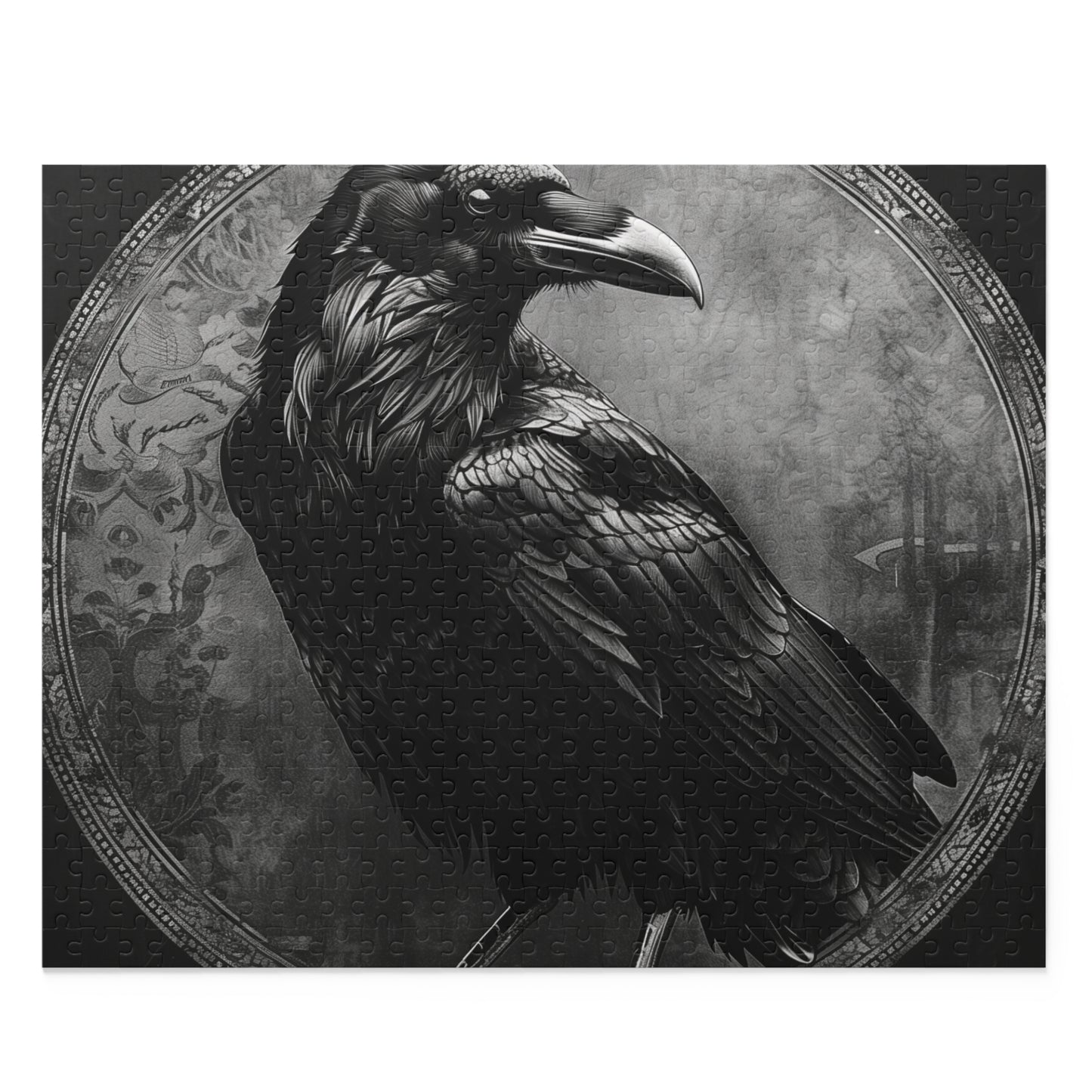 Mysterious Gothic Raven Jigsaw Puzzle - Hauntingly beautiful design for gothic aesthetics and puzzle lovers