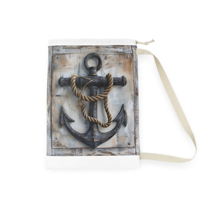 "Nautical anchor rope laundry bag for stylish laundry routine with seaside charm"