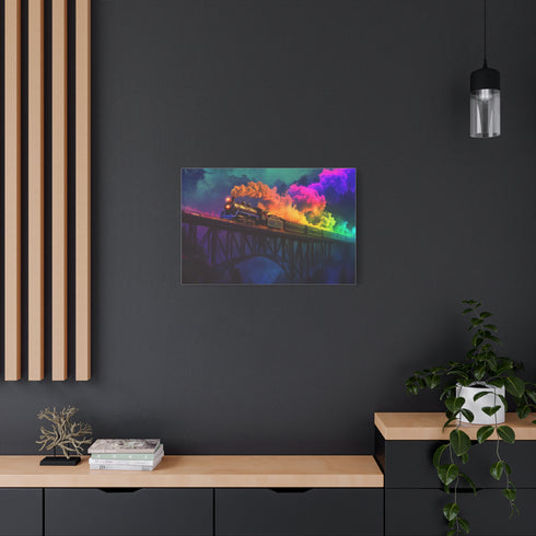 Ghostly Train Crossing Rainbow Bridge — Canvas Wall Art — Product Detail View 8