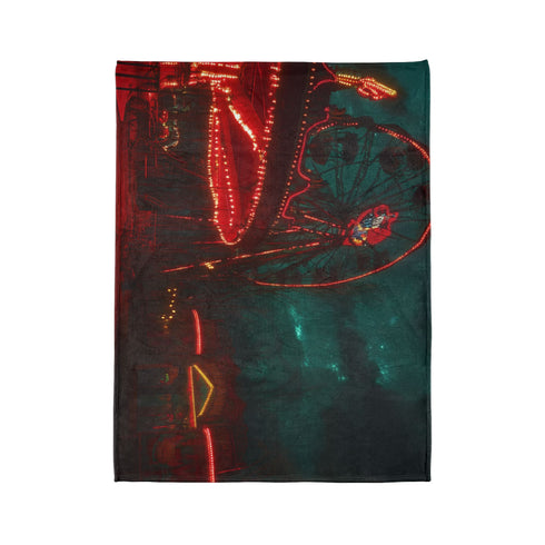 Haunted Carnival on Another Planet — Plush Fleece Throw Blanket — Product Detail View 10