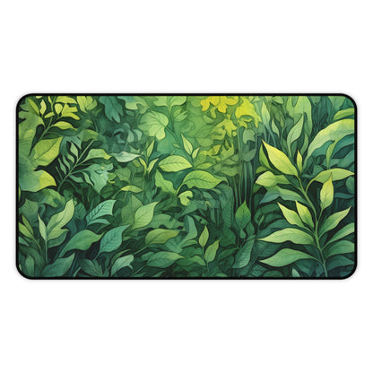 "Summer Foliage Tolkien Desk Mat with Enchanting Watercolor Detailing for Whimsical Workspace"