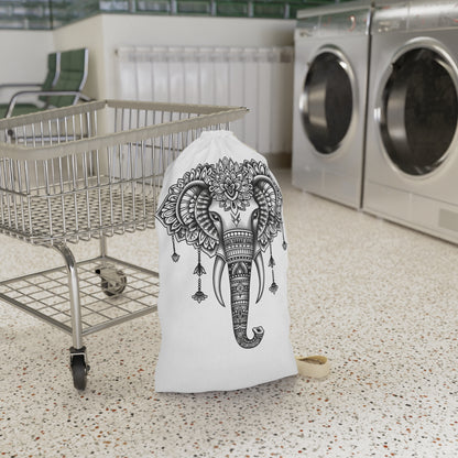 "Bohemian Mandala Elephant Laundry Bag - Stylish and durable global-inspired storage solution"