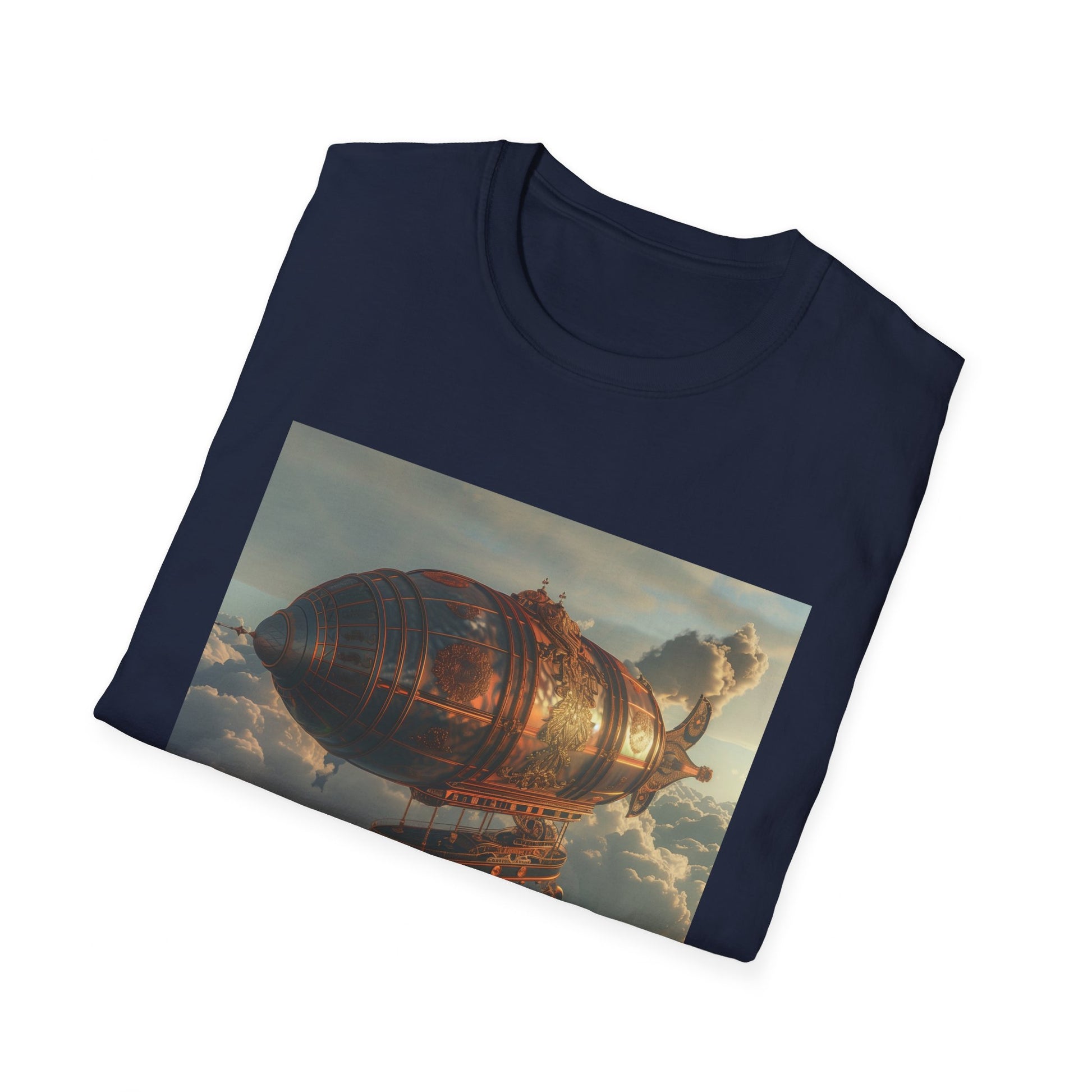 Steampunk Airship Adventure T-Shirt: Above the Clouds design | Soft breathable fabric | Perfect for imaginative adventures | Inspire your dreams and soar to new heights with this captivating tee