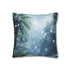 Digital Snow Falling in Tropical Jungle (Edition II) — 40×40 Cushion Cover — Double-Sided Back & Concealed Zip Detail