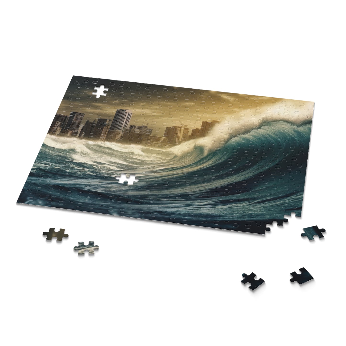 "Get lost in the beauty and power of nature with Tsunami Wave jigsaw puzzle - perfect for a relaxing challenge"