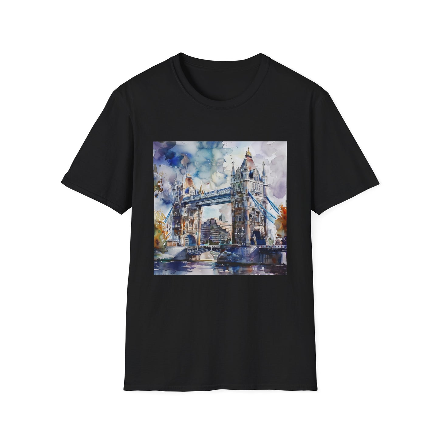 Watercolor Skyline: Tower Bridge London T-Shirt | T-Shirt | DTG, Men's Clothing, Regular fit, T-Shirts, Unisex, Women's Clothing | Prints with Passion