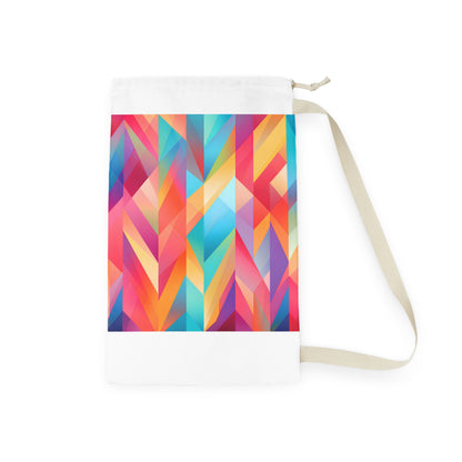 "Vibrant summer geometric laundry bag with abstract pattern - stylish laundry upgrade"