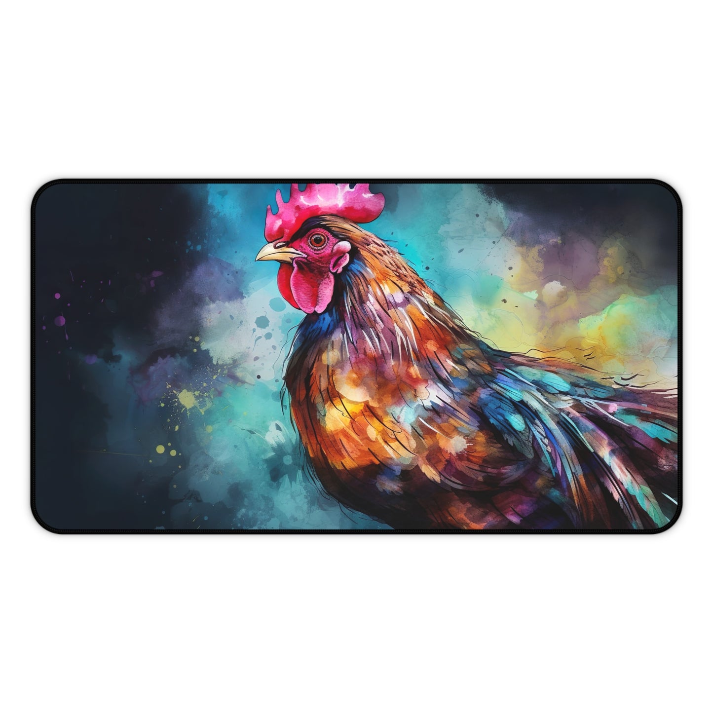 "Vibrant Rooster Chicken Desk Mat - Rustic charm for workspace protection"