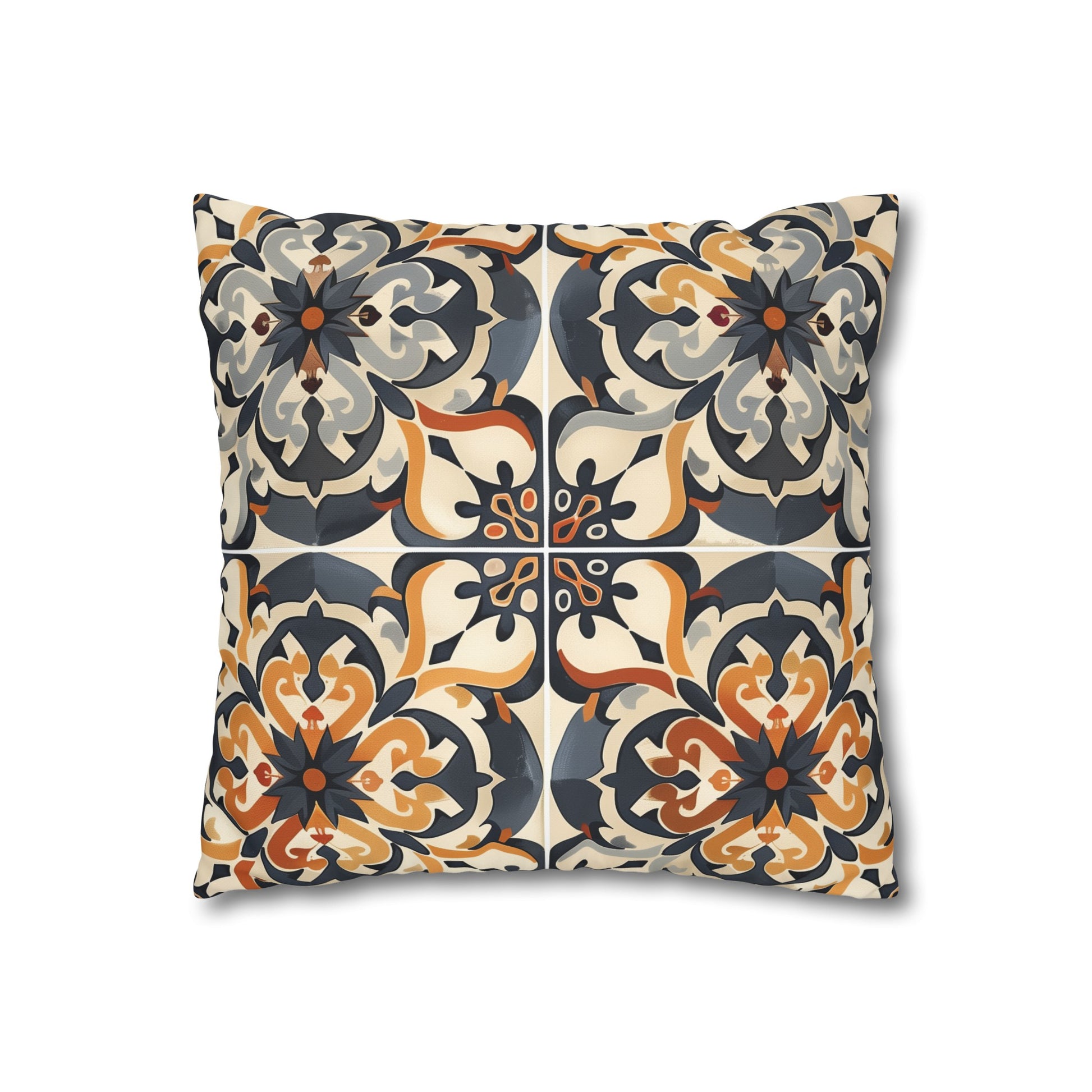 "Artisan Tiles Pillowcase: Elegant bedding with traditional ceramic tile pattern for sophisticated bedroom decor"