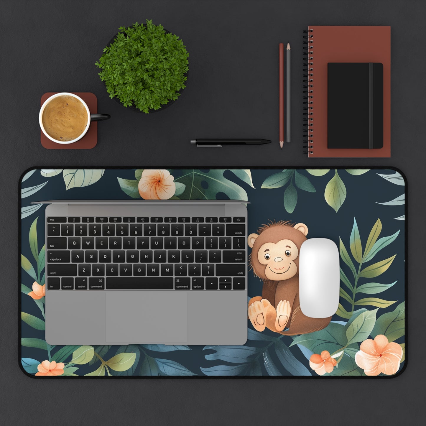 "Tiger Jungle Desk Mat - Transform Your Workspace with Majestic Tigers and Lush Greenery Pattern"