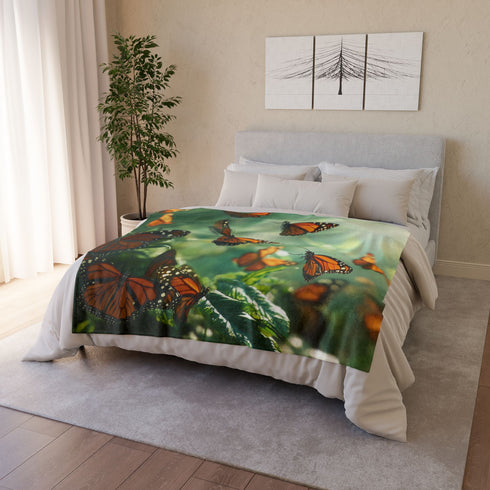 Bioengineered Butterfly Forest Plush Fleece Throw Blanket
