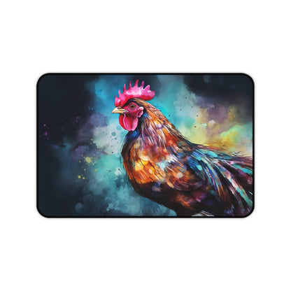 "Vibrant Rooster Chicken Desk Mat - Rustic Charm for Your Workspace"