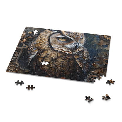 "Steampunk Owl Jigsaw Puzzle - Intricate design for fantasy fans & puzzle lovers"