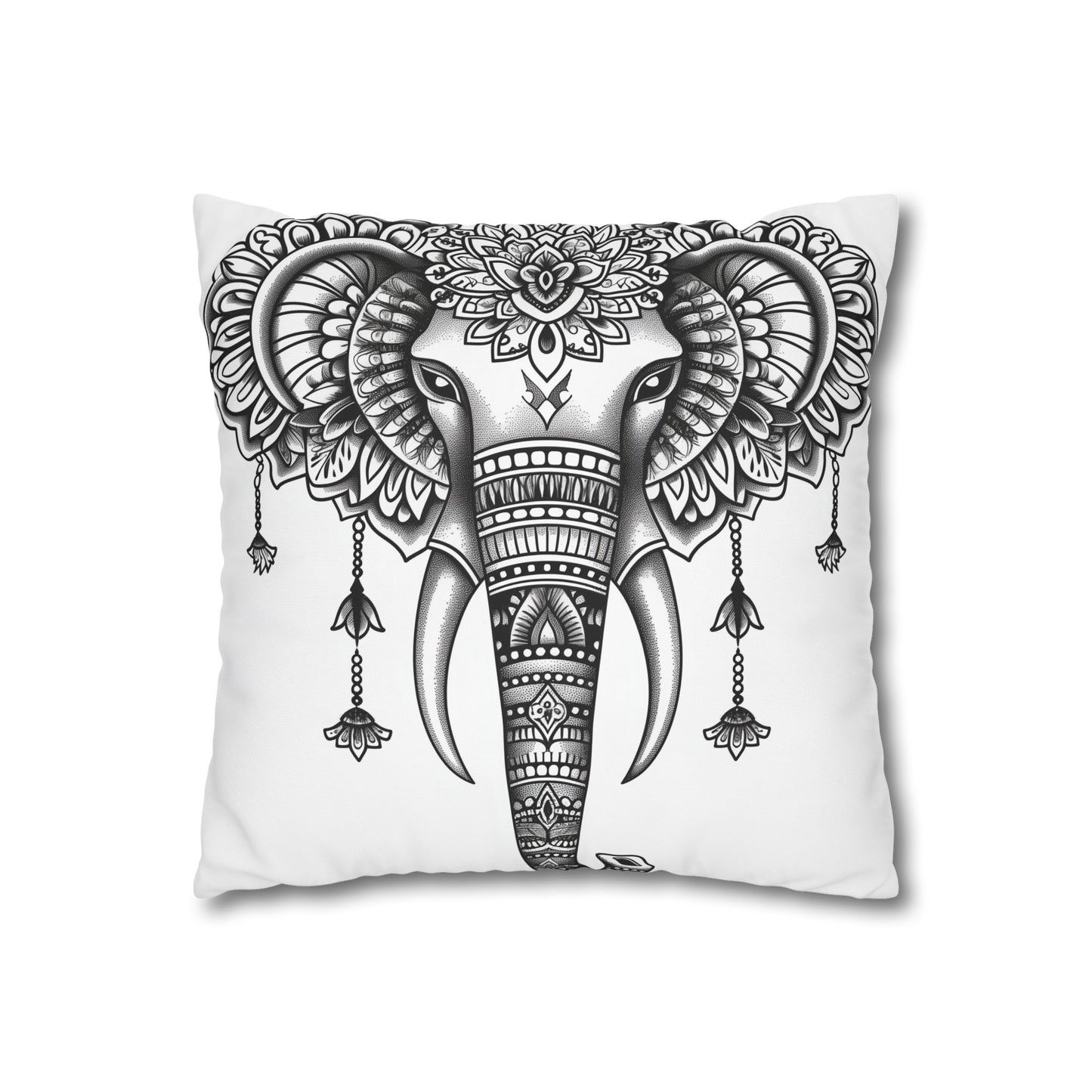 "Elephant Mandala Dreams Pillowcase - High-quality, comfortable, and stylish pillowcase inspired by mandala art. Perfect for all seasons. Makes a great gift!"