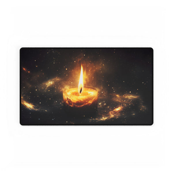 Burning Candle Made of Galaxies — XL & XXL Desk Mat — Gaming & Workspace Desk Setup View