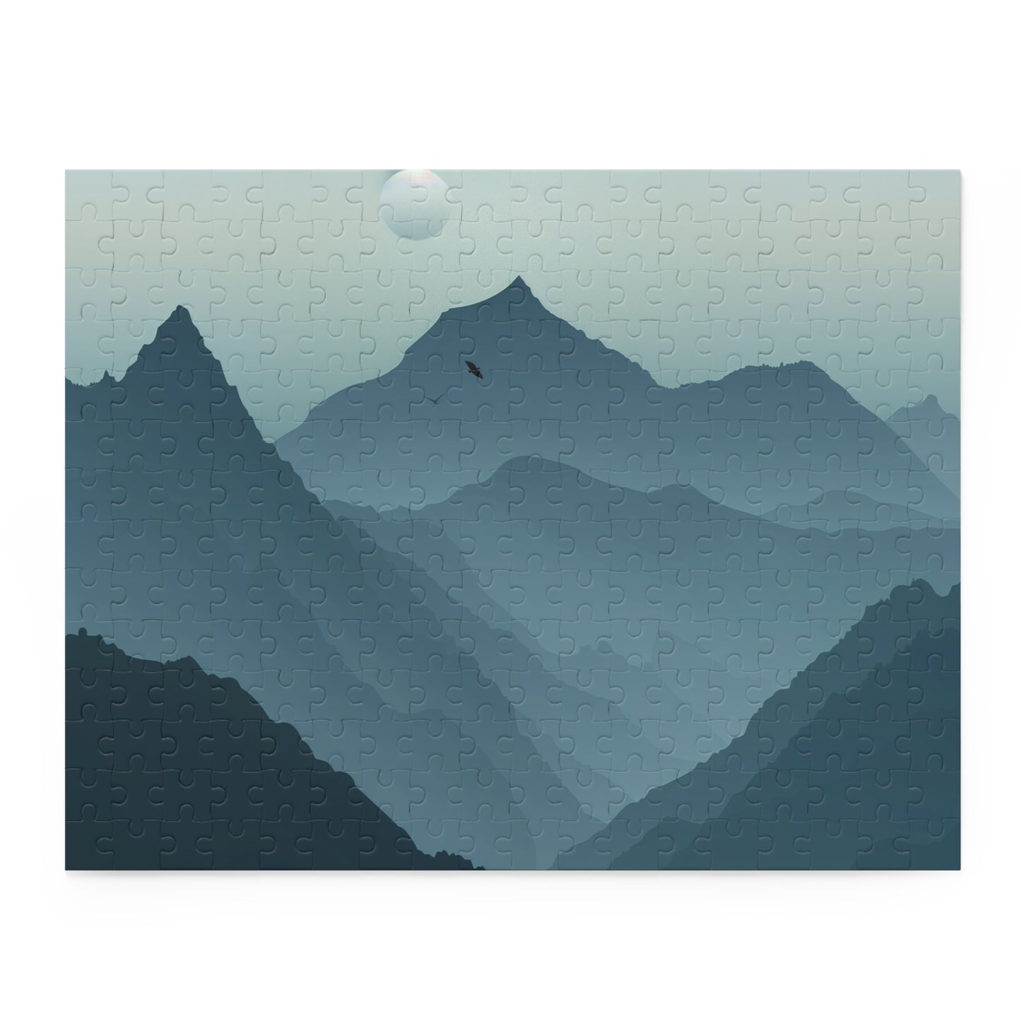 "Mountain Escape Jigsaw Puzzle - Tranquil minimalist landscape with serene colors and clean lines for puzzle enthusiasts"