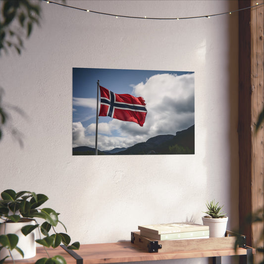 Unleash the spirit of the Vikings with our captivating Norway flag poster. The vibrant blue