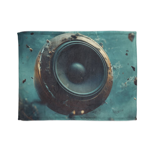 Music Floating from Cracked Speaker Plan Plush Fleece Throw Blanket