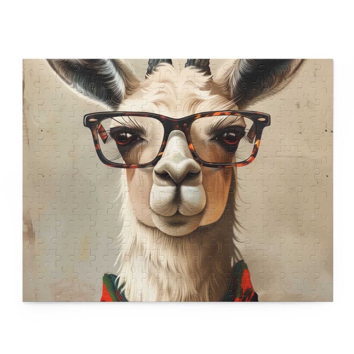 "Stylish Llama in Glasses Jigsaw Puzzle - Hipster Llama for Trendy Challenge"