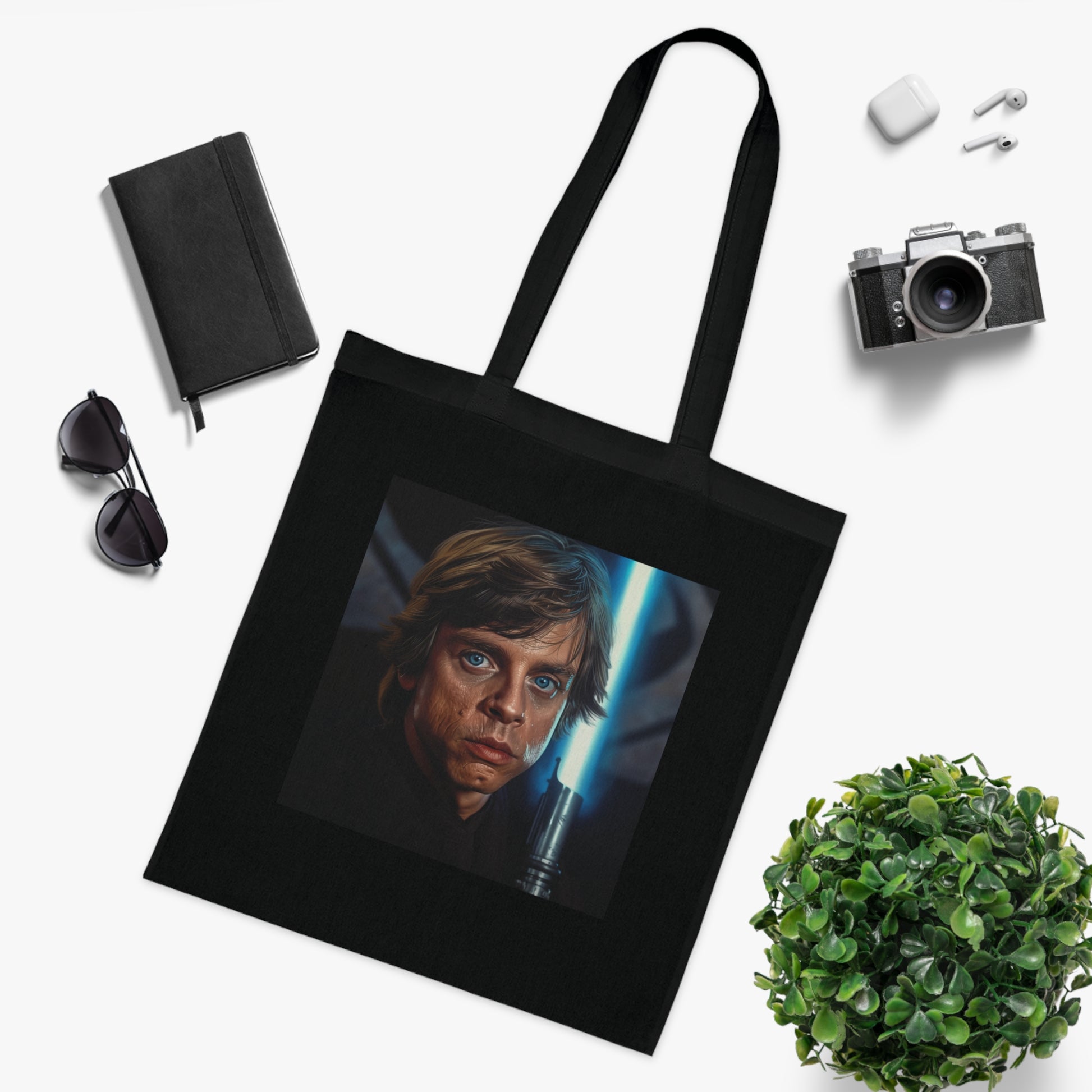 Alt text: "A New Hope Tote Bag featuring Luke Skywalker image, high-quality material, stylish design, perfect for all seasons, makes a great gift. Shop now at BenCPrints."