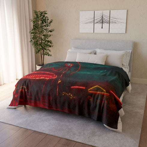 Haunted Carnival on Another Planet — Plush Fleece Throw Blanket — Product Detail View 12