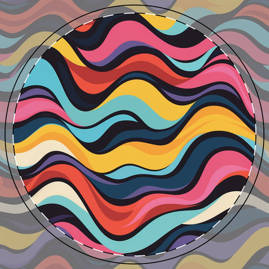 Vibrant Retro Waves Ceramic Coaster