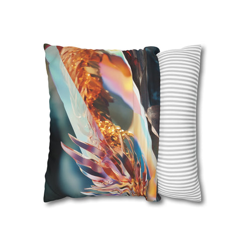 Glass Prism Reflecting Dragon Flame — 40×40 Cushion Cover — Sofa & Living Room Lifestyle View