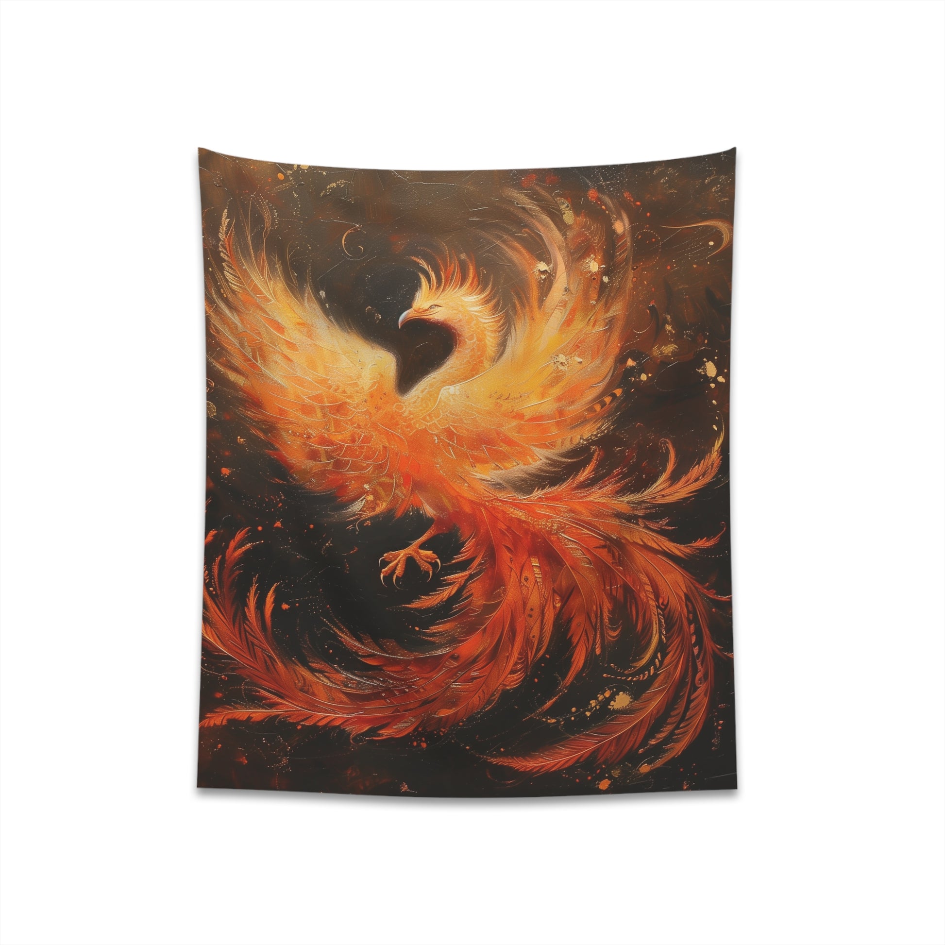 "Phoenix Rising Mythical Tapestry | Rebirth & Renewal Decor | High-Quality | Size: 34" x 40" or 57" x 57""