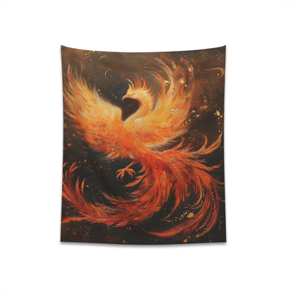 "Phoenix Rising Mythical Tapestry | Rebirth & Renewal Decor | High-Quality | Size: 34" x 40" or 57" x 57""