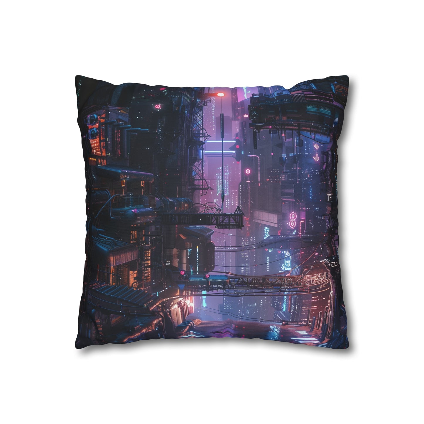 "Vibrant Cyberpunk City Lights Pillowcase - High-quality, stylish, perfect for all seasons. Makes a great gift. Explore our shop!"